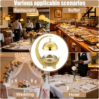 Matériel hôtelier : Réchaud alimentaire de luxe en acier inoxydable 8L, style « Lune Dorée », avec couvercle suspendu, pour buffet et restauration