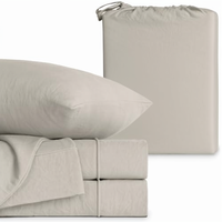 Ensemble de housse de couette et de drap plat en bambou 100% tissé, qualité hôtelière, personnalisé, 400TC, uni, 4 pièces