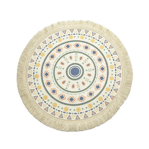Bohemian Cotton Placemats Nordic Fabric Woven Mats Home Kitchen Heat-resistant Anti-scald Flower Design Tassel <strong>Table</strong> <strong>Coasters</strong> - Product Image 1