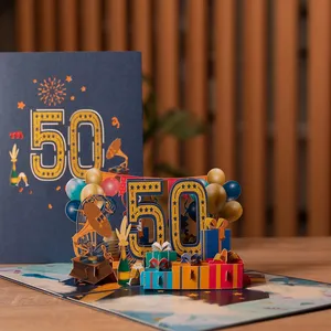 Cartão de aniversário 3d pop up, figura de personagem, cartões de visita para casal, aniversário