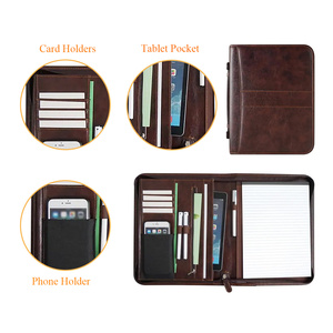 Tùy chỉnh PU da giấy chứng nhận danh mục đầu tư với chất kết dính padfolio danh mục đầu tư chất kết dính thư mục danh mục đầu tư Túi với dây kéo - Product Image 3