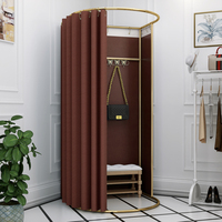 Cabine d'Essayage Moderne pour Boutique de Vêtements avec Rideau en Tissu, Vestiaire de Magasin de Mode