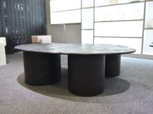 Pietra SH pietra naturale soggiorno mobili ondulazione superficie in marmo basalto nero tavolino due tavolo di nidificazione tavolo centrale - Product Image 4