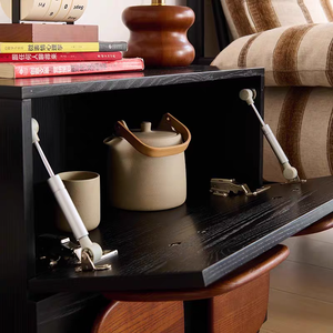 Hotel Quality Large Storage Modern Wooden Cabinet Space Saving Apartment Bedroom Nightstand Black Wood - Product Image 3