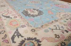 Nouveau Tapis de Salon Indien Oushak Fait Main Élégant en Coton 11' 9" X 8' 11" Tapis Noué Anti-Dérapant à Poils Plats Convivial pour Animaux de Compagnie - Product Image 4