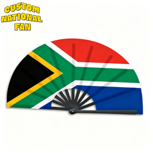Éventails pliables avec drapeau national de l'Afrique du Sud, service de vente en gros personnalisé pour les événements sportifs et diverses compétitions sportives - Product Image 1