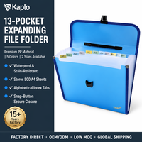 Porte-documents extensible Kaplo A4 à 13 pochettes en PP, organiseur de documents accordéon, avec poignée, fermeture à pression, imperméable