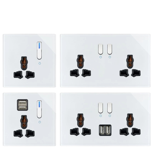 86 treo tường thiết lập lại chuyển đổi ánh sáng ổ cắm Tempered Glass Trắng grey vàng đen 146 đôi 13auniversal điện USB 2 way250v anh - Product Image 1