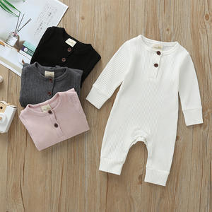 1 pièce Combinaison bébé côtelée en coton à manches longues pour garçons et filles, personnalisable avec logo - Product Image 6