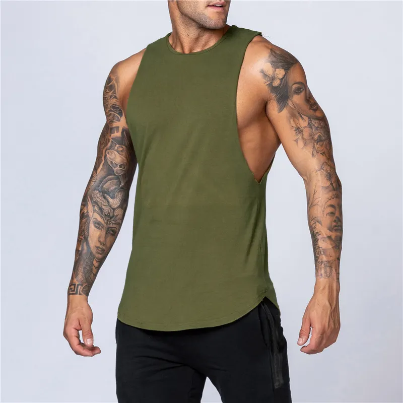 Camisa de algodão com logotipo personalizado para homens, camisa esportiva sem mangas para exercícios, fitness, treino, academia, colete para homens, camisa esportiva muscular personalizada por atacado