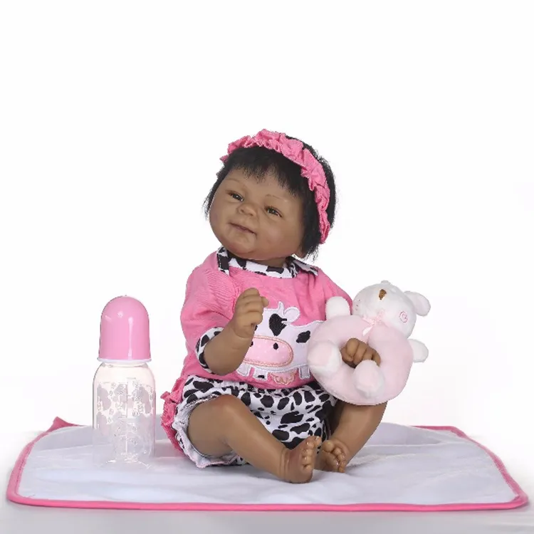 NPK-Muñeca realista de bebé reborn de silicona suave, juguete de bebé negro, regalo de Navidad para niña