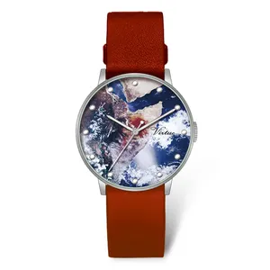 Наручные кварцевые часы унисекс с вашим логотипом, экологически чистый материал, дизайн земли, элегантный дизайн, акция, дешевый подарок, наручные часы