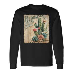 T-shirt à manches longues vintage « Bloom Where You Are Planted Cactus Mental Health » - Product Image 1