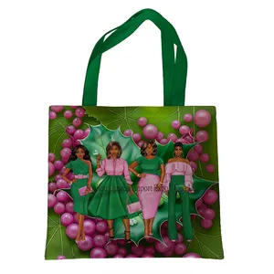 Top supplier Pink and Green Ivy 1964 Greek Letters Hand Bag Promotion Gifts