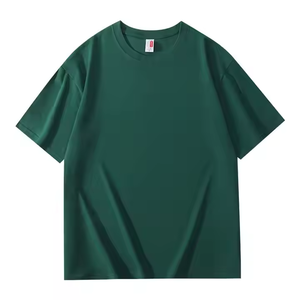 Maglietta estiva pesante 200g in cotone a pinza lunga in puro colore a maniche corte stile Casual a maglia larga da uomo - Product Image 3