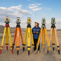 Adjustable Heavy Duty Wooden Surveying Tripod 5/8 Inch Thread Survey Tripod for Total Station Theodolite RTK Level Instrument