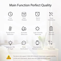 Thermomètre hygromètre intelligent WiFi Tuya en stock avec écran LCD, capteur de lumière, réveil et contrôle à distance via application pour la maison et le bureau