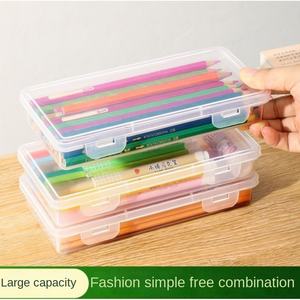 Boîte à papeterie transparente en PP de grande capacité, design moderne, étui à crayons pour étudiants, empilable, durable - Product Image 4