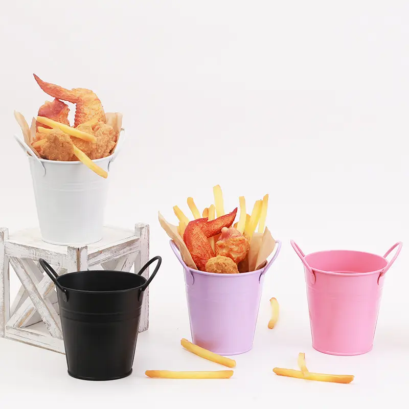 flower pot decorative candy ice metal mini French fries Fried chicken small popcorn iron metal bucket