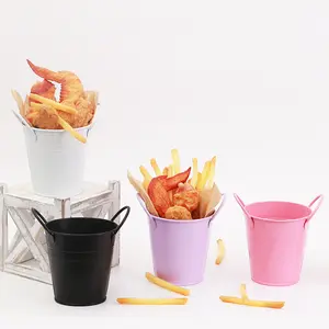 Blumentopf dekorative Süßigkeiten Eis Metall Mini Pommes Frites Gebratenes Huhn kleines Popcorn Eisen Metall Eimer