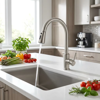 Robinet de cuisine extractible classique en acier inoxydable UPC 304, rotatif à 360°, eau chaude et froide pour évier d'hôtel, images et vidéos personnalisées