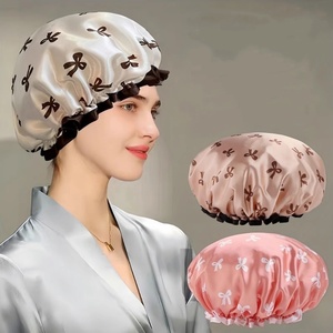 Double bonnet de douche pour femme en EVA imperméable, résistant à l'huile et à la fumée, serviette pour cheveux, utilisation bain et cuisine, bonnet de séchage rapide - Product Image 1