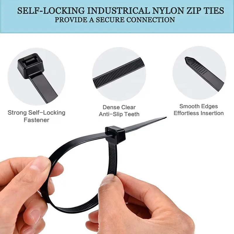 Professional Factory Since 1999 China Zip Tie Manufacturer custom industrial plastic nylon 66 heavy duty black cable ties