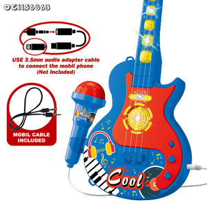 เครื่องร้องคาราโอเกะสำหรับเด็กชุดกีตาร์ไฟฟ้าพร้อมไมโครโฟนของเล่นสำหรับเด็กชายอายุ11ปีสีน้ำเงิน - Product Image 4