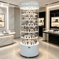 Vitrine rotative en acrylique avec éclairage LED pour montres, cosmétiques et lunettes de soleil