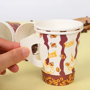 7oz tazza di carta con la maniglia all'ingrosso singola parete tazze di carta per cioccolata calda tazze di caffè usa e getta