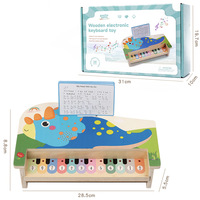 Wooden Children Piano Dinosaur Dolphin Music Table Electronic Keyboard Toy Kids Early Education Wooden Musical Instrument Toy