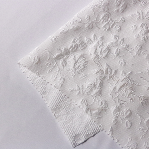 Brocart blanc couleur tissu fleur broderie pour femme robe de mariée - Product Image 5