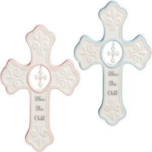 Cruz de Cerámica Pintada a Mano para Niños - Excelente Regalo para Bautizo, Cristening o Baby Shower - Product Image 1
