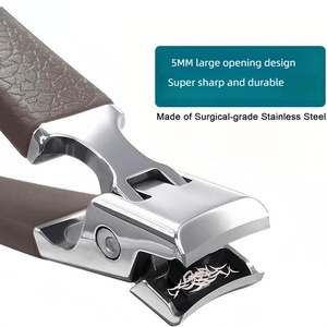 Coupe-ongles anti-éclaboussures à grande ouverture en acier inoxydable pour ongles épais et durs avec poignée en plastique - Product Image 2