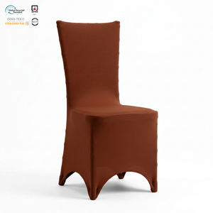 Housse de chaise d'hôtel en spandex terracotta, écologique, lavable, sans repassage, extensible et ajustée, pour salle à manger, vente en gros - Product Image 1