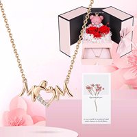 Boîte cadeau classique en cuivre creux avec zircon, rose éternelle personnalisée, carte de message, pour la fête des Mères