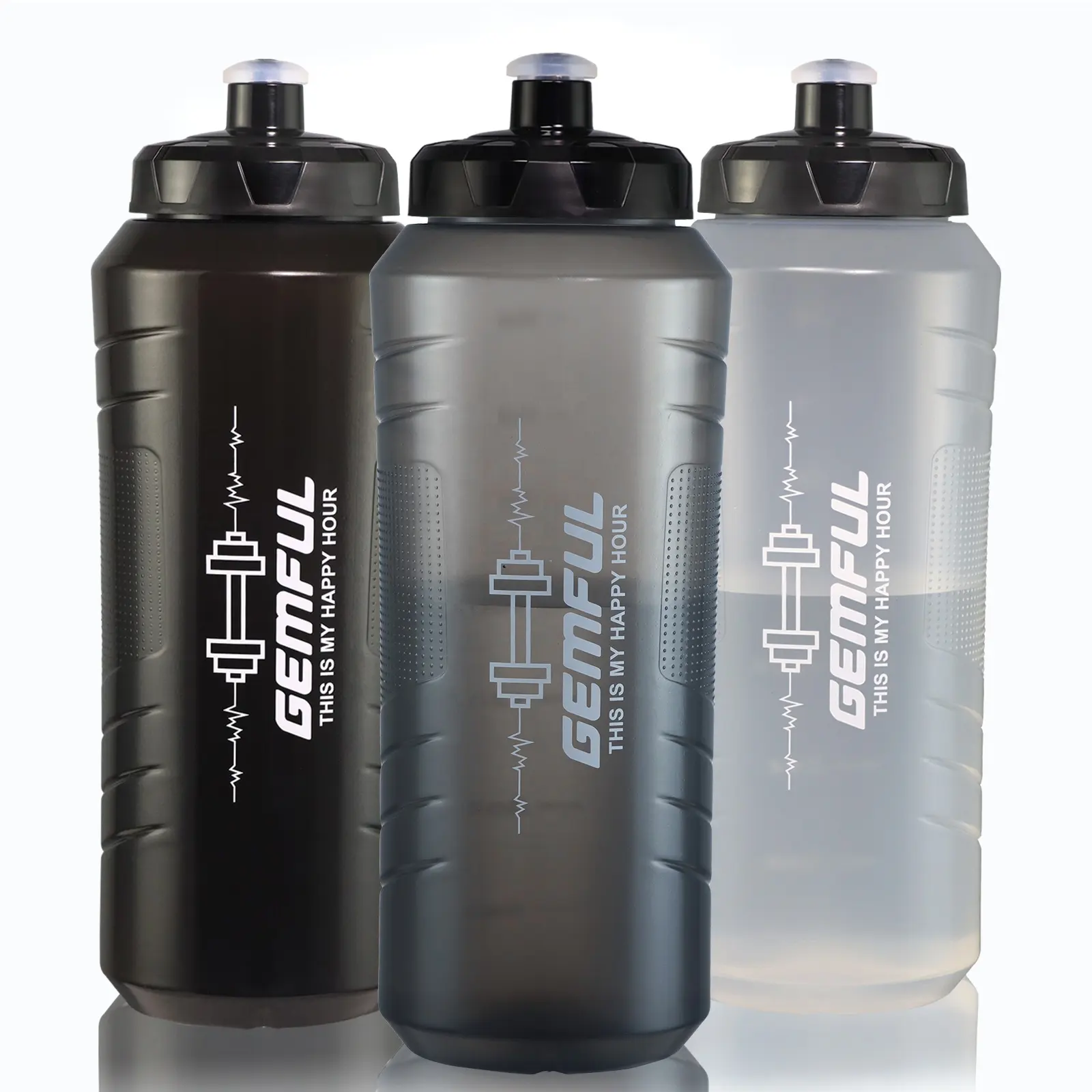 ग्रिप डिज़ाइन वाली जेमफुल पानी की बोतलें बीपीए फ्री जिम पानी की बोतलें स्क्वीज़ वॉटर स्पोर्ट्स 1 लीटर कैम्पिंग प्लास्टिक वयस्क 78 ग्राम