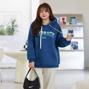 เสื้อสเวตเชิ้ตมีฮู้ดผ้าฟลีซสีน้ำเงินสำหรับผู้หญิงรันฉี ไซส์พลัส พิมพ์ลายลำลอง รุ่น N8596 - Product Image 3