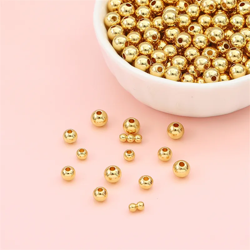 18 anni all'ingrosso Premium Real 14K Gold Spacer perline rotonde per risultati di gioielli componenti che fanno fornitore di perline riempite d'oro