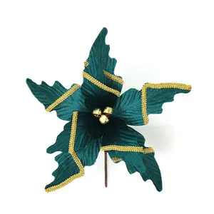 Fabric Christmas Poinsettia Flowers Without Glitter