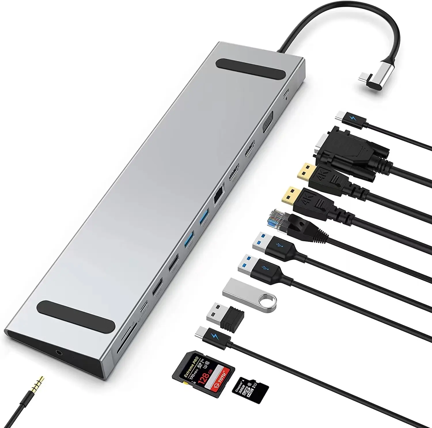 13 in 1 USB C 도킹 스테이션 지원 트리플 디스플레이 듀얼 4K HD VGA 82W PD 4 USB 노트북 도킹 스테이션 스탠드