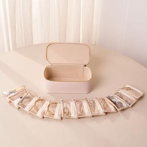 Customization <b>Leather</b> Zipper Box Velvet Clear <b>Jewelry</b> Bag Pouch Necklace Earring Bracelet Ring Organizer Case Portable Modern - Product Image 2