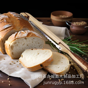 Wooden <b>Bread</b> Saw With Handle Bow Shaped <b>Bread</b> Slicer Toast Cutter Solid Wood <b>Knife</b> For Baking And Kitchen Use - Product Image 2