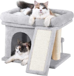 Rascador para gatos, torre de árbol para gatos, poste para rascar, ventana, percha, estante para gatos, condominio, cubículos para gatitos de interior, gris oscuro - Product Image 3