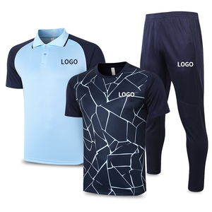 Tuta da corsa in poliestere personalizzata da uomo da allenamento da calcio T-shirt <span class=keywords><strong>Slim</strong></span> Fit a due pezzi + pantaloni tuta da calcio - Product Image 5