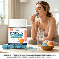 Gummies Probiotiques et Prébiotiques OEM Marque Privée 30 Unités Pêche Distributeur en Gros Marque Personnalisée