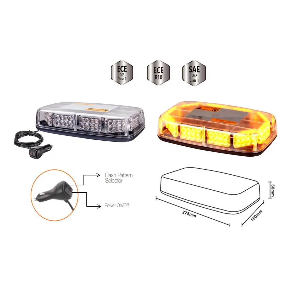 SAE-minibarra de luz LED magnética para coche, barra de luz para remolque, camión de emergencia, 24W, R65