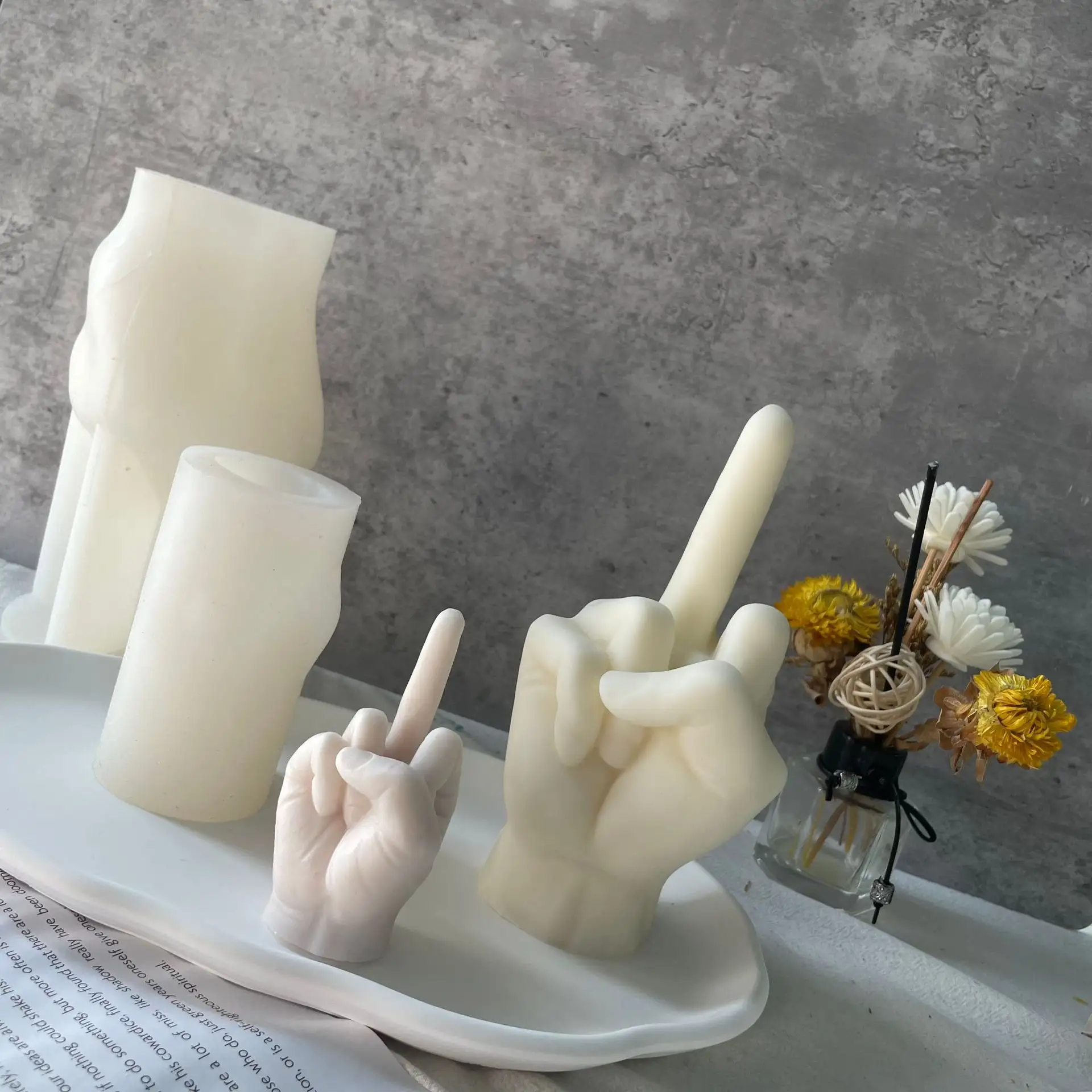 3D hand geformte Silikon form Geste Kerzen form Mittel finger förmige Harz gussform für Kerzen-und Back herstellung