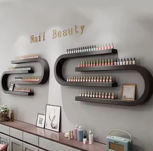 Exhibidor de Esmalte de Uñas para Salón de Belleza, de Pared, en Hierro, Dorado, Rosa, Negro y Blanco - Product Image 1
