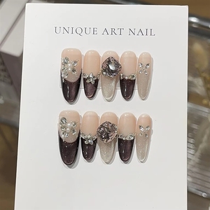 <span class=keywords><strong>Uñas</strong></span> Postizas Francesas Hechas a Mano con Impresión Personalizada, Reutilizables, <span class=keywords><strong>Uñas</strong></span> Artificiales al por Mayor con Caja de Empaque - Product Image 4